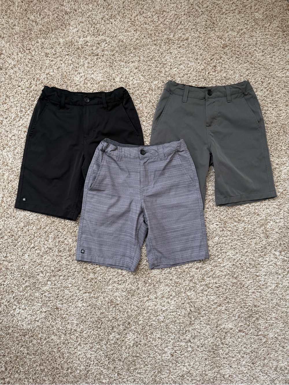 3 pair Micros Kids Shorts - Black, Gray and Heather Gray Pair